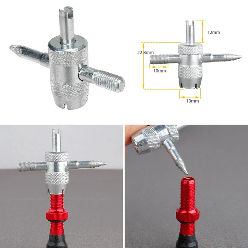 Four-in-One Tyre Valve Core Wrench and Screwdriver Tool