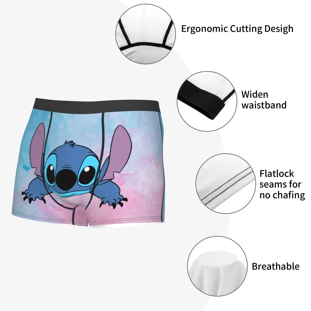 Custom Stitch Lion Cute Boxers Shorts Men's Disney Movie Briefs Underwear Fashion Underpants