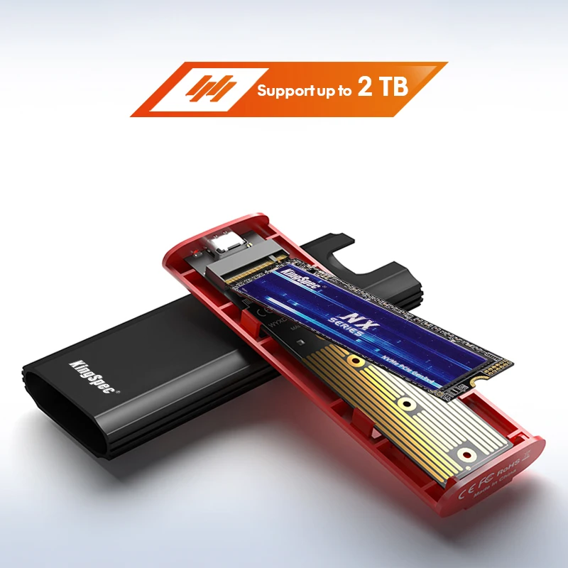 KingSpec M2 NVMe SSD Case 10Gbps HDD Box M.2 NVME SSD to USB 3.1 Enclosure Type-A to Type-C Cable For M.2 With OTG external hard drive case,ssd enclosure,hard drive enclosure,hard disk case,external hard drive box,hdd case enclosure