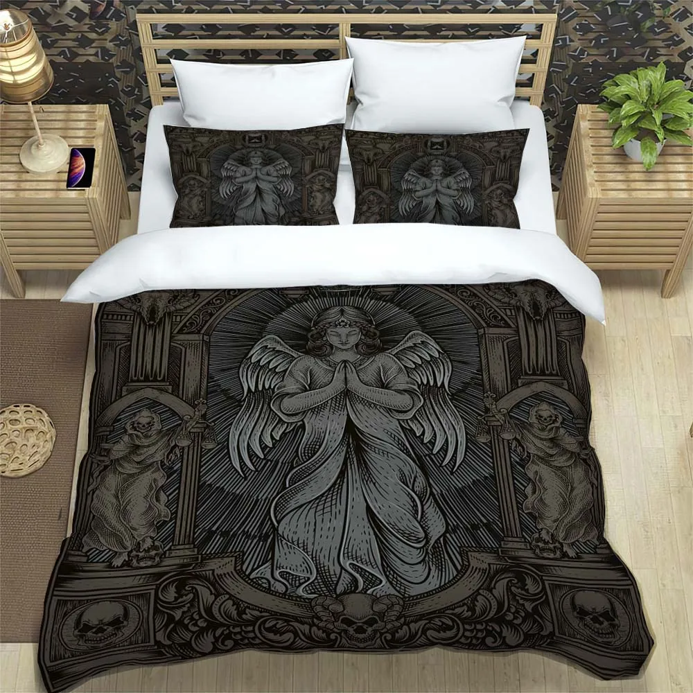 

Medieval Dark Retro Digital Print Polyester Bedding Sets Boys Bed Linen Set for Teens, queen bedding set， bed comforter set