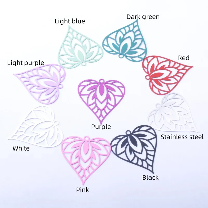 10pcs AB8210 황동 선조 하트 매력 다채로운 펜던트 Diy Jelwery 귀걸이 액세서리