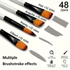 48/pack Artist Brushes, with High-quality Wooden White Handles and Nylon Bristles, Including Round, Flat, Filbert, and Angular 5