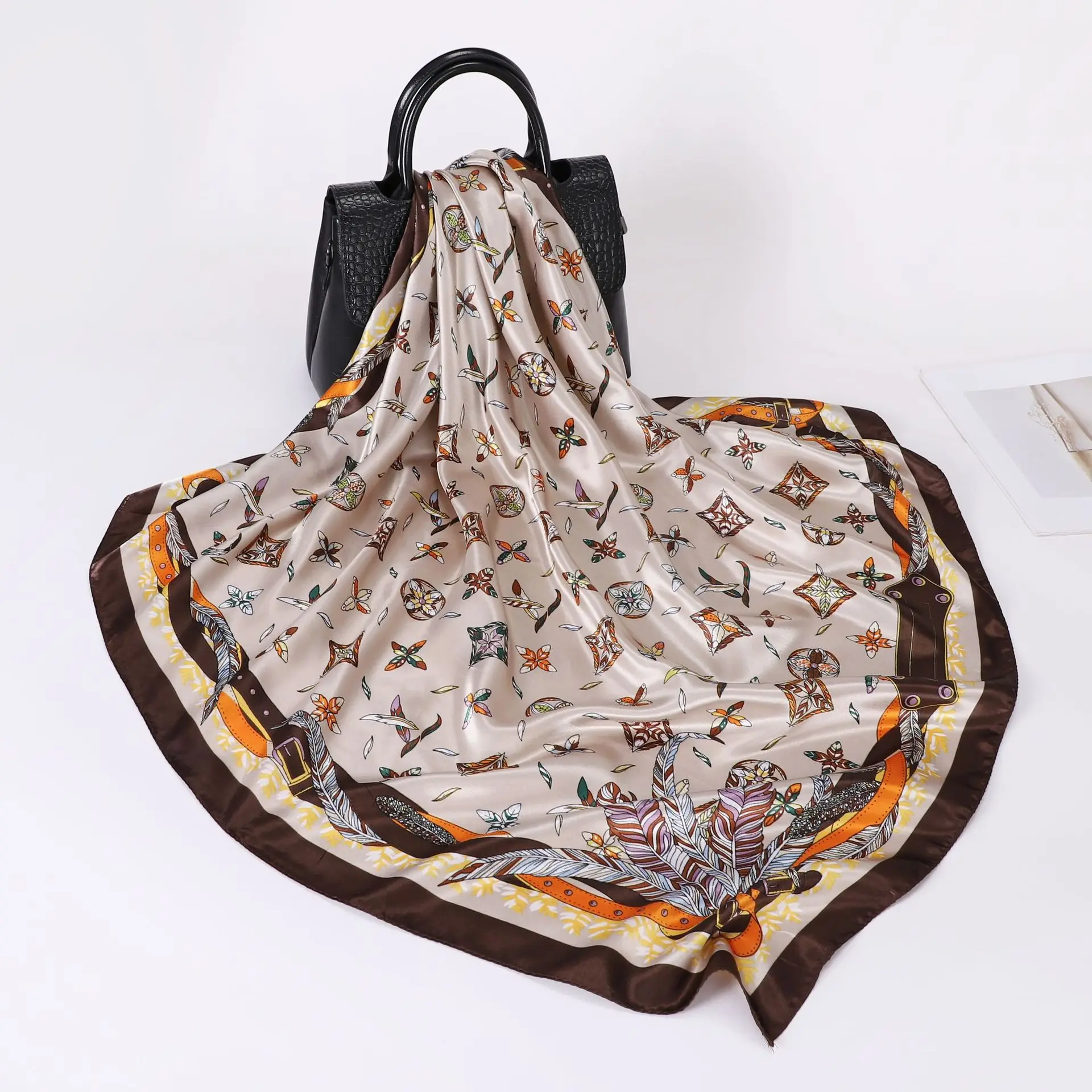 90*90cm Silk Scarf Scarftop Headwraps Women Four Seasons Hair Scarve Hijab Foulard Iuxe Bandana Femme Headscarf silk scarf square scarf plain hijab scarf
