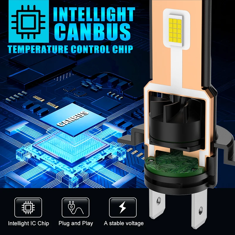 30000LM H7 LED 헤드라이트 전구 30개 CSP 9870 자동차 헤드램프 자동 미니 캔버스 H7 LED 전구 무선 터보 라이트 6000K 12V 300W 2개
