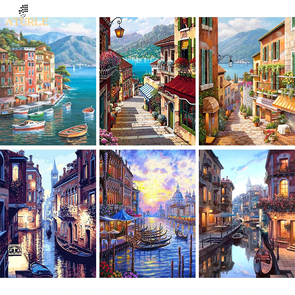 Aturle5dDIYDiamondPaintingFullRoundCityCrossStitchEuropean