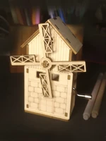 3D Wooden Hand-Crank Treasure Music Box Kit – “You Are My Sunshine” DIY Model - Windmill music box