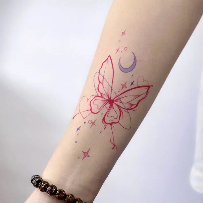 

Луна Бабочка Сексуальная тату-наклейка Новинка 2023 искусственная татуировка для женщин фестиваль hotwoman Милая художественная Татуировка Временная Водонепроницаемая наклейка