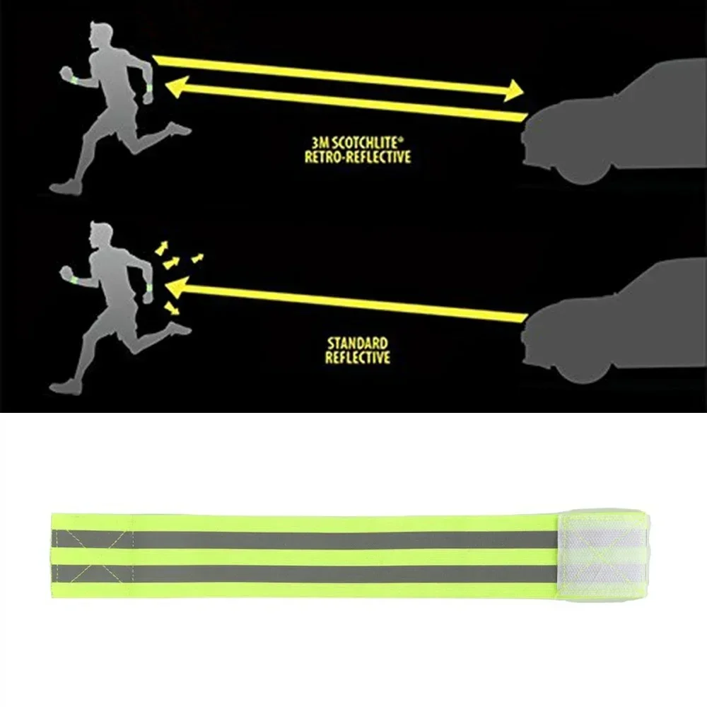 Reflective Arm Bands 2PCS Running Reflective Arm Bands For Wrist Ankle Leg LED Reflector Armband Night Cycling Safety Light Tape