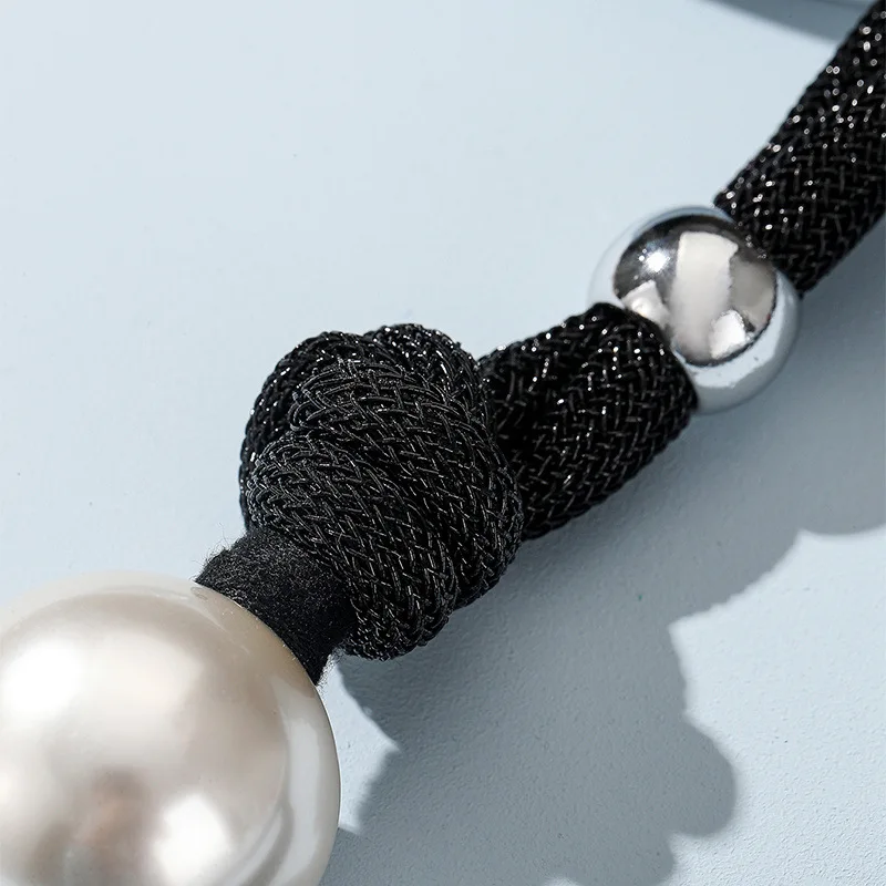 Fashion Pendants Necklaces Handmade Rope Adjustable Big Pearl