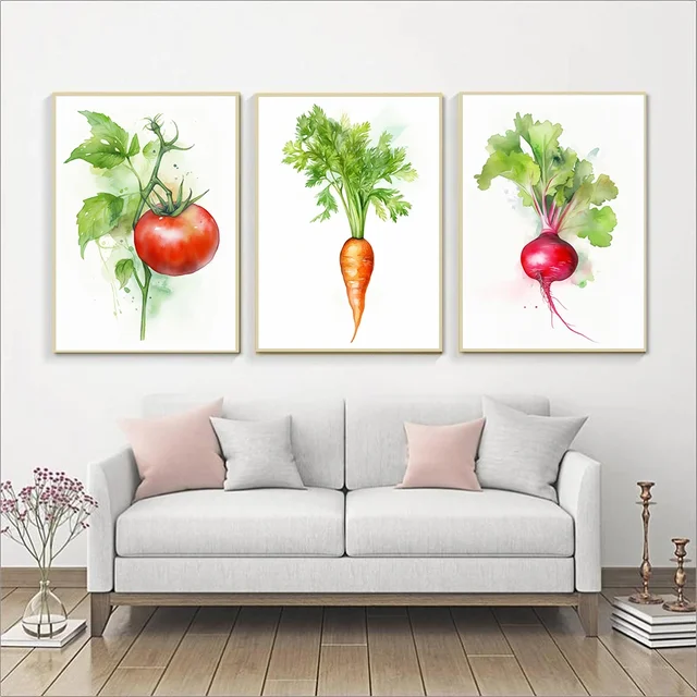 Botanical Watercolor Vegetables Canvas Painting Wall Art Pictures Food Posters and Prints Living Room Kitchen Home Decoration