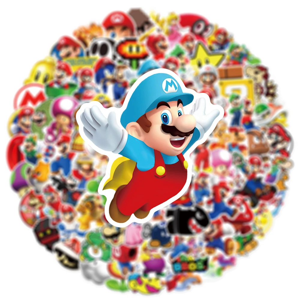 Cartoon Stickers 10/30/50/100pcs Super Mario Bros Peach Luigi Kids Toy Phone Notebook Luggage Anime Graffiti Decals
