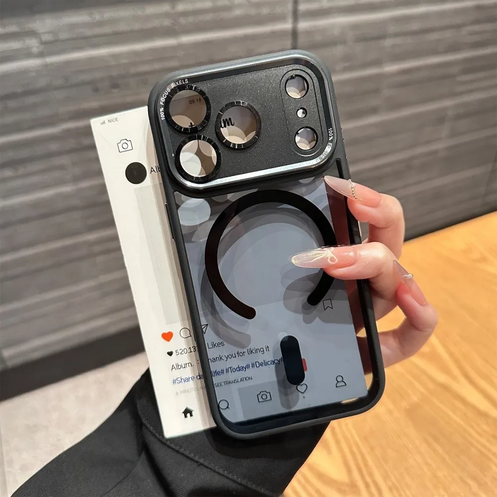 Enhanced Shockproof Color Case with Magsafe Compatibility - Rugged Clear Metal Armor Cover
