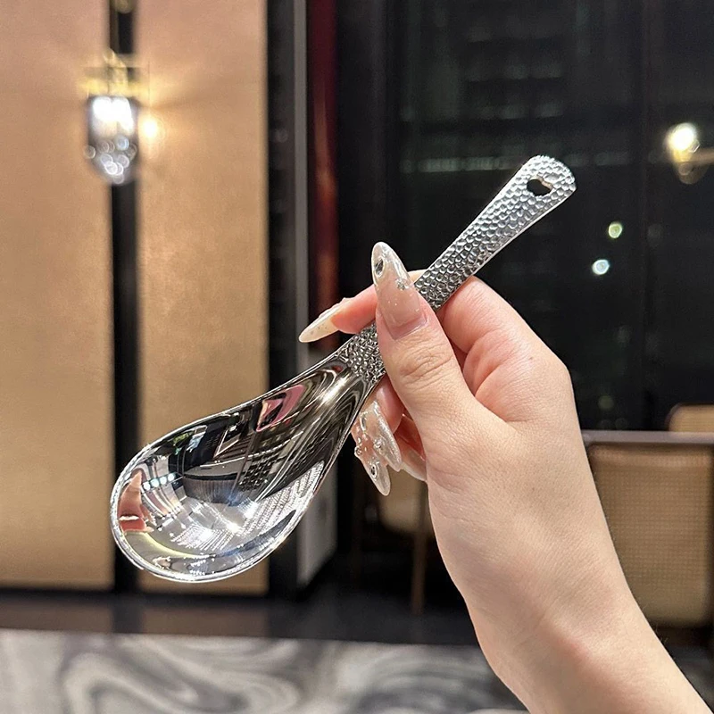 Stainless Steel Spoon With Handle Hole Soup Spoon Long Handle Round Head Baby Home Kitchen Tableware stainless steel spoon