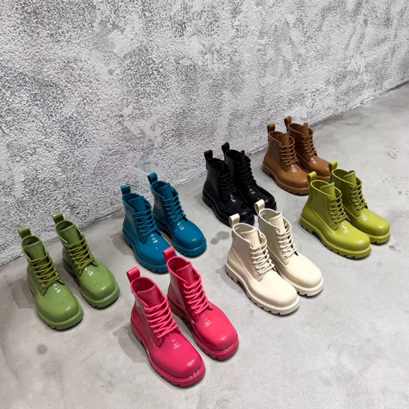 

EVA Heightened Platform Waterproof Rain Boots Lace-up Ankle Botines Women Shoes Chaussure Femme Sapatos Femininos Zapato