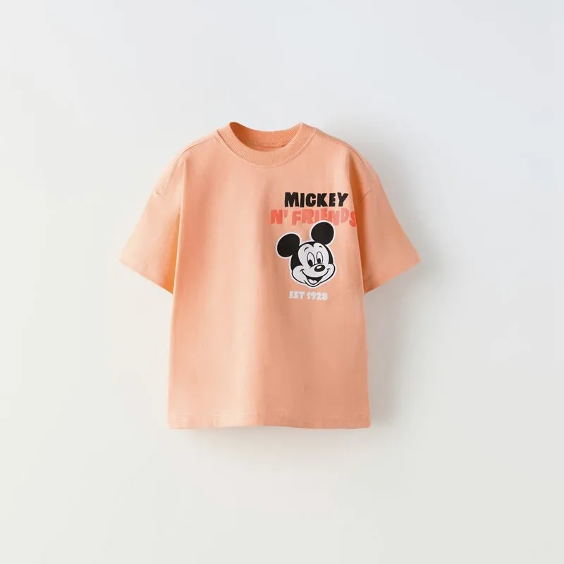 Fashion Splicing Short Sleeves Child Summer Clothes Casual Loose TShirt Kids Boys New Design Tees  Mickey Print Round Neck Tops 4