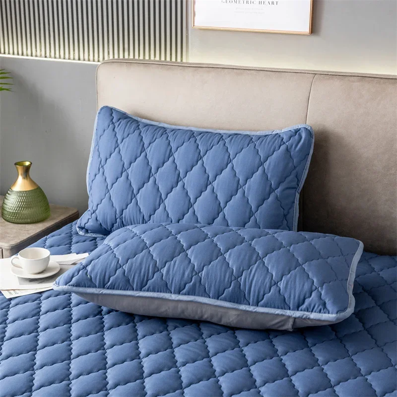 1Pc / 2Pc Waterproof Quilted Pillowcase Solid Color Pillow Cover Case 48x74cm Pillowsham Anti-Mite Anti-Bacterial Bedroom 3