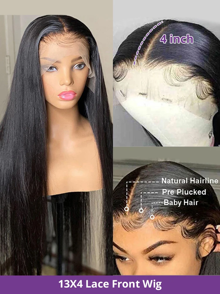 30 40inch 360 Lace Frontal Wig Pre Plucked Wig Brazilian Straight 13x4 Lace Front Human Hair Wigs For Women Closure Wigs