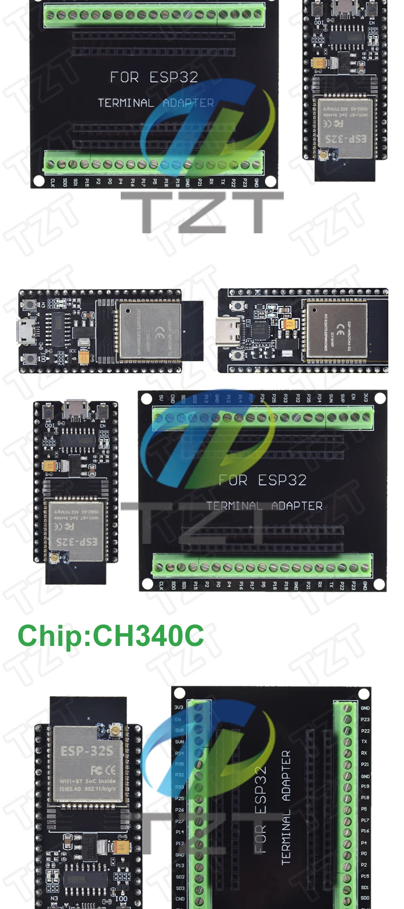 Circuits intégrés,ESP32S-CH340C-MICRO--Carte de développement ESP32 ESP ...