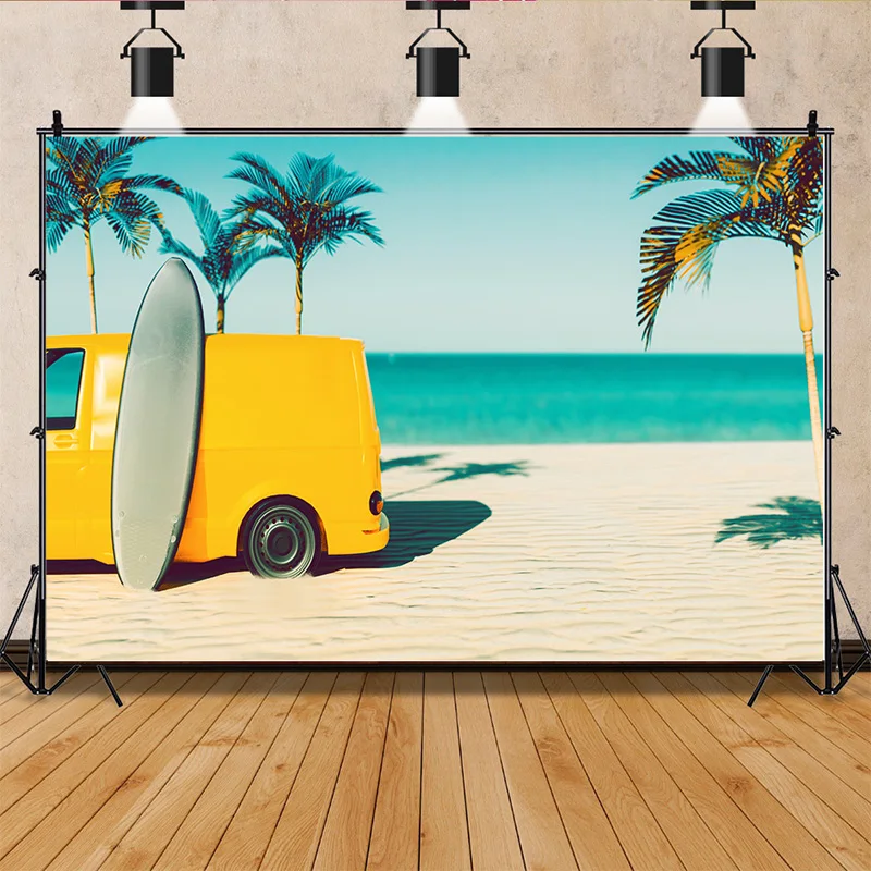 

SHUOZHIKE Sandy Beach Holiday Summer Photography Backdrop Prop Coconut Tree Landscape Window Photo Studio Background HF-25