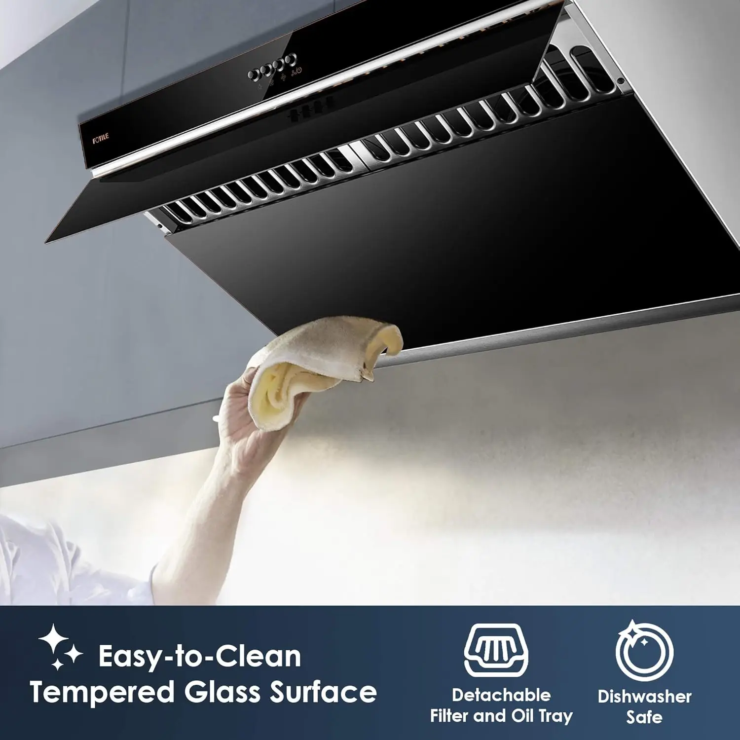 30" Range Hood Unique Side-Draft Design for Under Cabinet or Wall Mount Modern Kitchen Vent Hood Powerful Motor 3