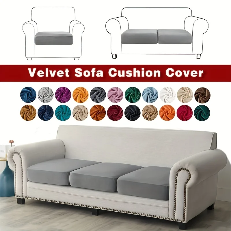 Velvet Sofa Seat Covers Plush Lshaped sofa Cushion Covers Elastic