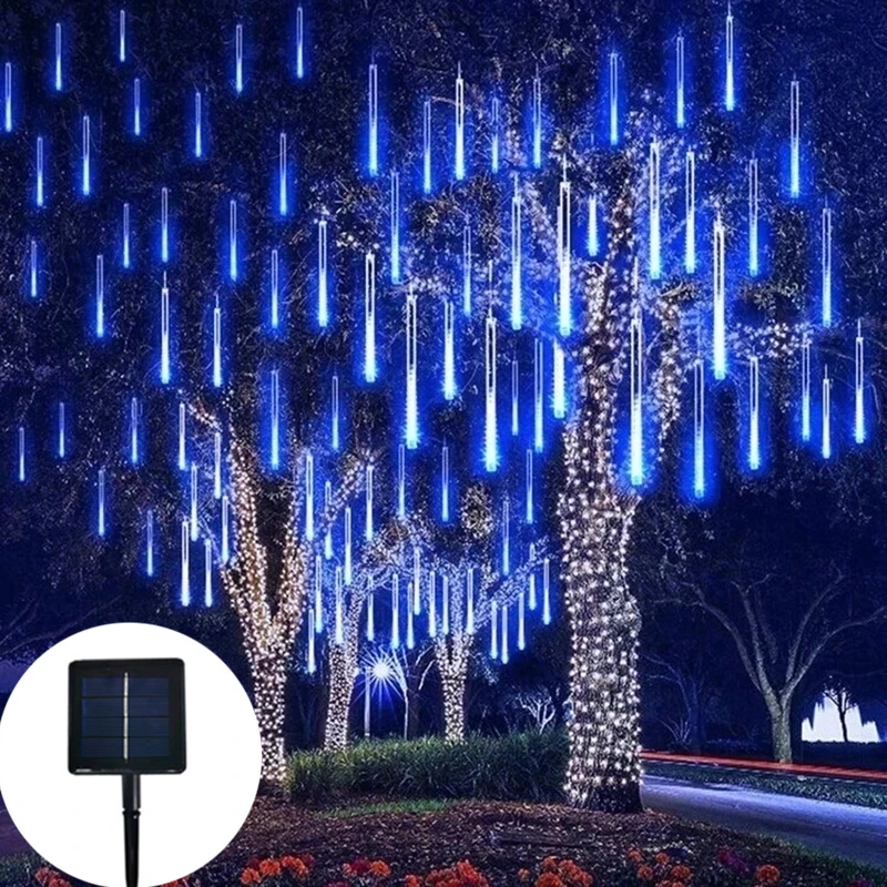 

Уличные светодиодные фонари для метеоритного душа на солнечной батарее, водонепроницаемая гирлянда для рождественской вечеринки, сада, праздничные украшения Eid Al-Fitr