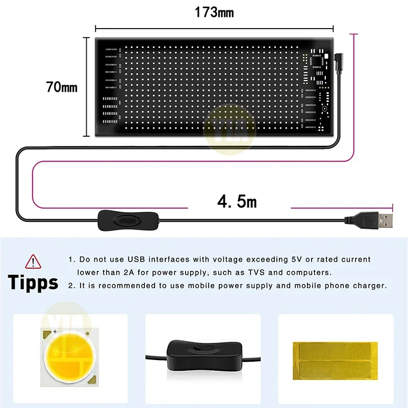 LED 픽셀 디스플레이 화면 앱 제어 LED 자동차 사인 스크린, 사용자 정의 텍스트 패턴, 애니메이션 프로그래밍 가능 LED 스크린, 16x32 픽셀