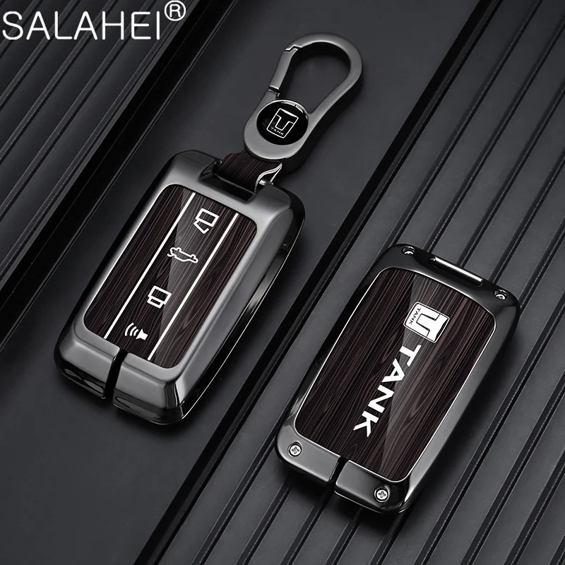 

New Zinc Alloy Car Key Case Cover For 2021 Tank 300 Tank 500 Keyless Protective Shell Ring Keychain Auto Accessories Protector