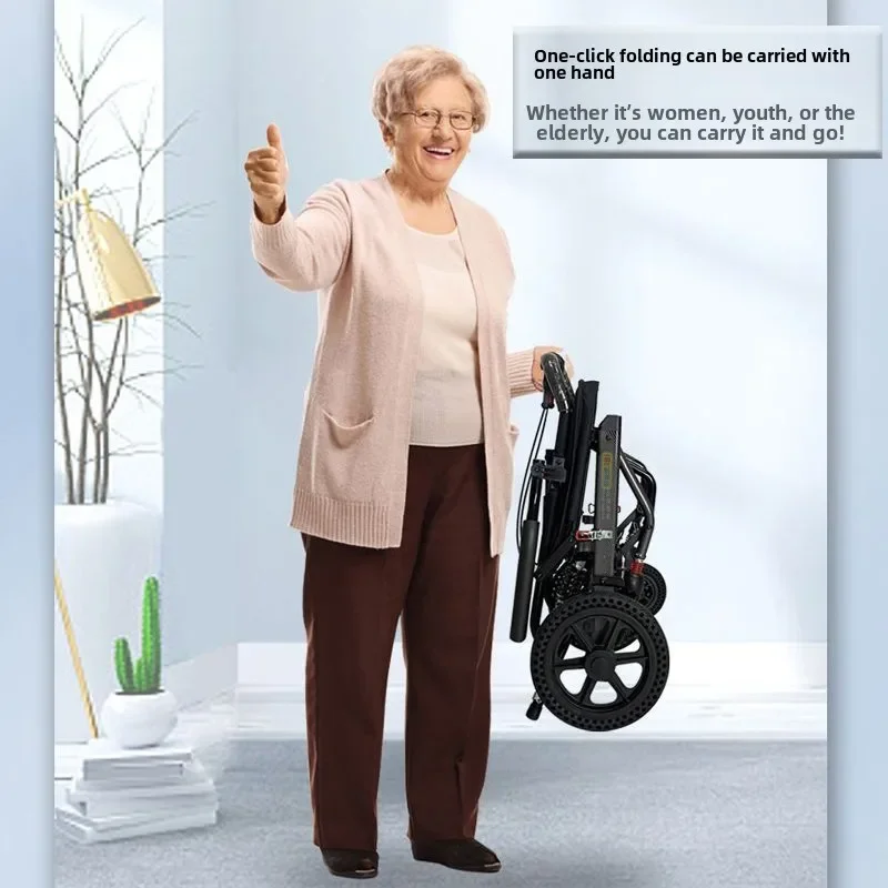 Ultra-light folding wheelchair, portable small hand-pushed scooter for the disabled, suitable for boarding airplanes