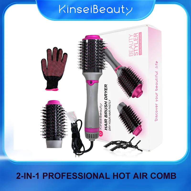 Hot Air Hair Brush Woman brushing hair brush 2 In 1 Electric Hot Air Brush One Step Professional Salon Hair Styler Electric Ion Blow Dryer Brush