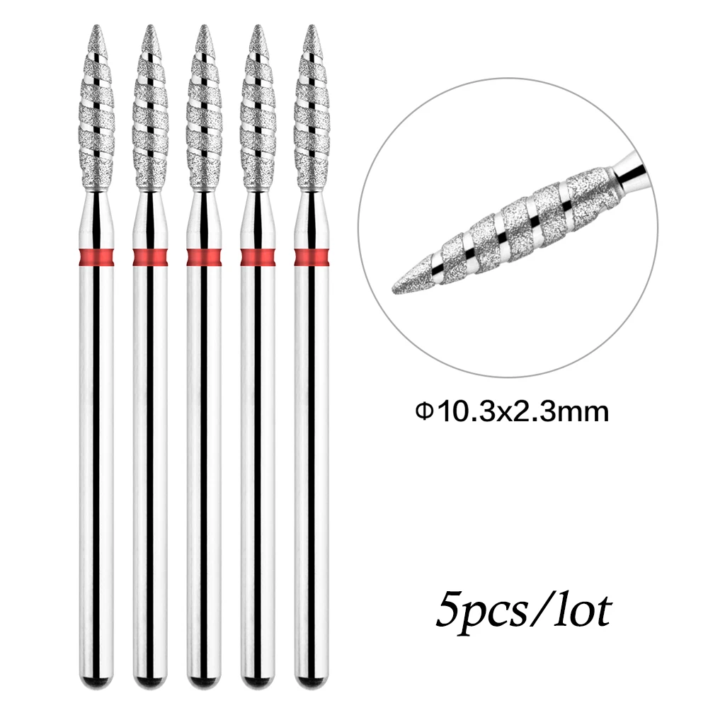 5pcs/lot Drill Bits for Nails Diamond Heads to Nails Milling Cutter for Manicure Cuticle Nail Cutter Tips Accessories Tools 2