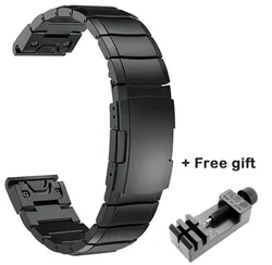 Premium Stainless Steel Watch Band with Quick Install Feature - Smartwatch Replacement Strap in Various Sizes - 22mm (Black)