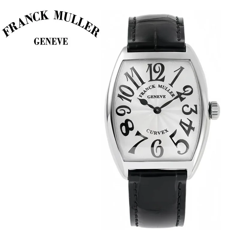 

FRANCK MULLER Tonneau Luxury Women's Quartz Wristwatch Arch Sapphire Mirror Leather Strap Simple and Fashionable Women's Watch