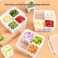 Boîte de rangement pour réfrigérateur, 4 grilles, aliments, légumes, fruits, organisateur de réfrigérateur, panier de vidange, viande, oignon, gingembre, bac à légumes transparent 4