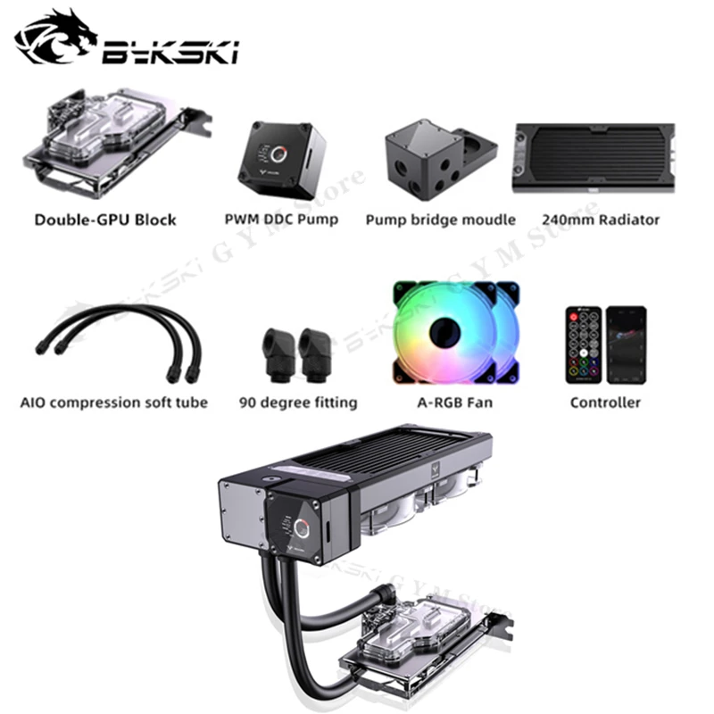Granzon Gpu Aio Cooler Kit Per Nvidia Rtx 3090 3080 Scheda Grafica Gpu Core + Mos + Vram All In One Rgb Raffreddamento Ad Acqua Gzgpu-M240N