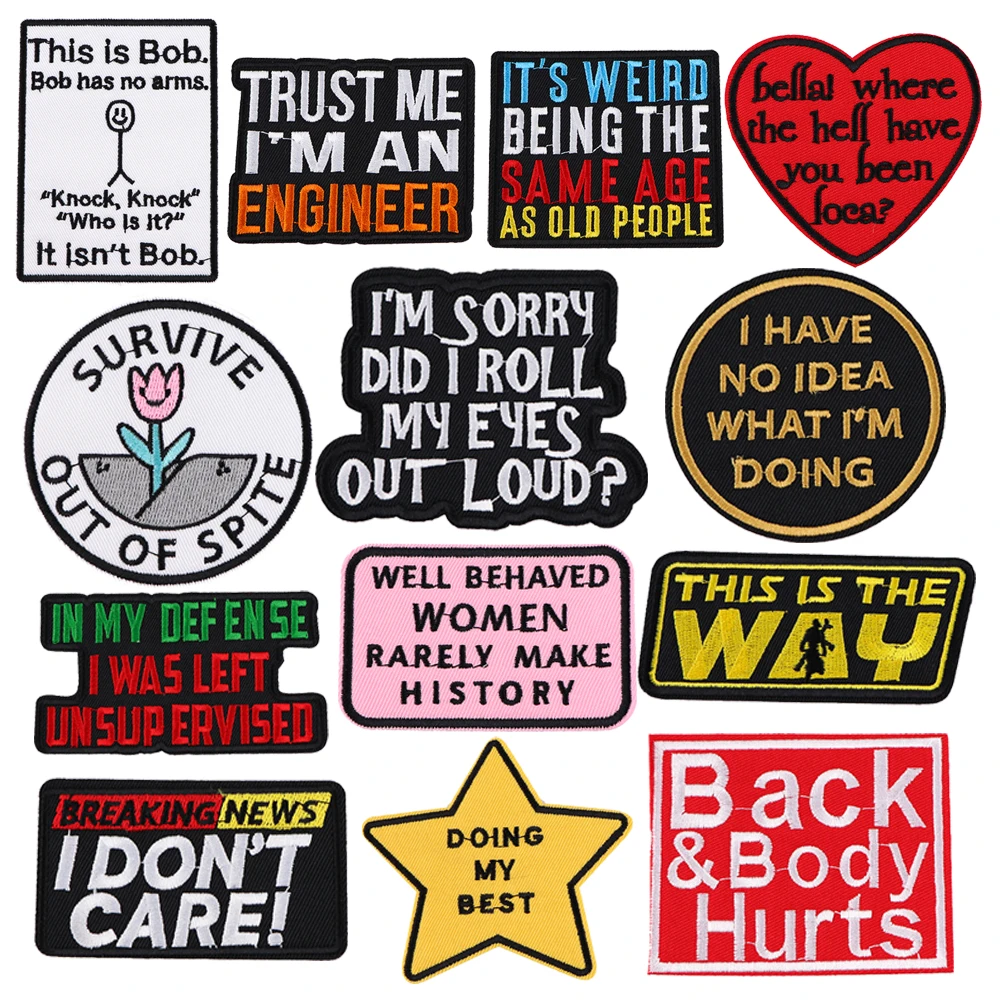 

Patch Quotation Sticker For Clothing Applications Patches On Clothes Iron Embroidered Patch For Backpack Badge X2630