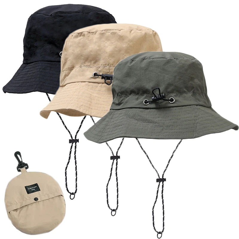 Foldable Panama Bucket Hat Outdoor AntiUV Sun Hats For Men Women Spring Summer Fast Dry