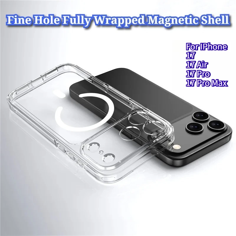 Premium Transparent Magnetic Protective Case with Wireless Charging Support - Shockproof Hard Back Cover