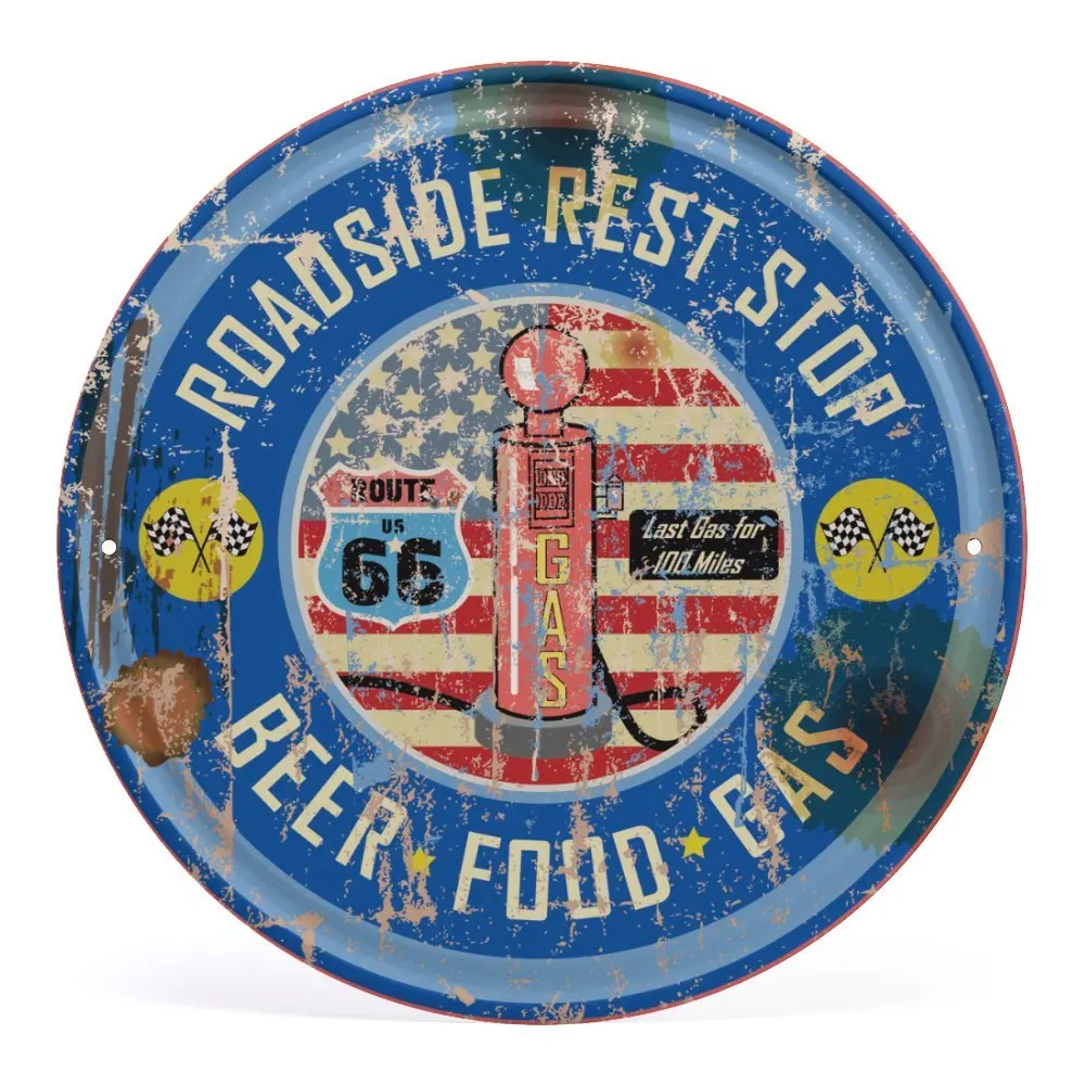 

Road,BEER,GAS,Metal Wall Decor for Home, Bar, Coffee,Garage Wall,Diner, Pub, Fun Kitchen Metal Tin Signs 12× 12 Inch