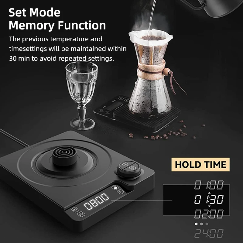 Electric Gooseneck Thermostatic Kettle Adjustable Digital Temperature  Control with 4 Mins Fast Water Boiler for Coffee Brewing,Anti-Dry Boil