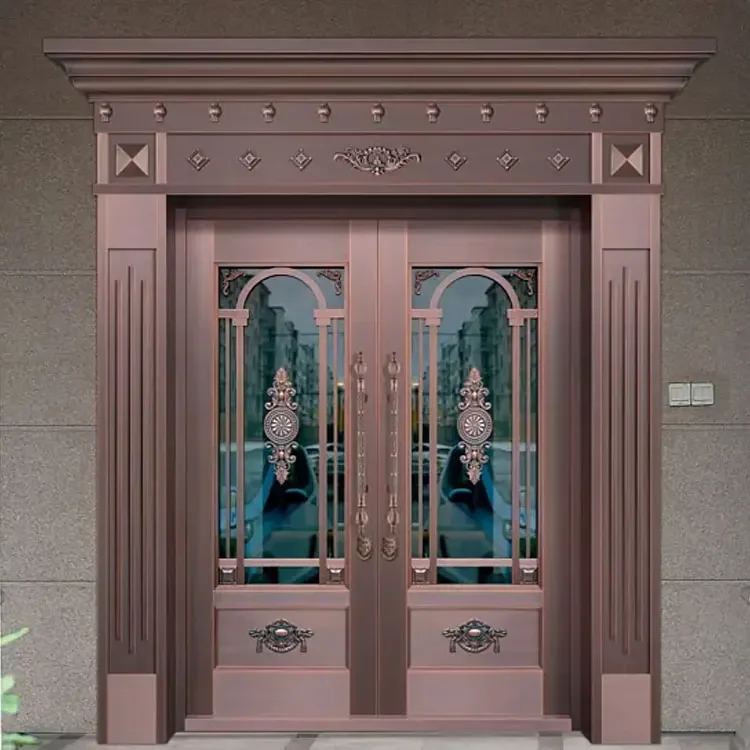 Antique Style Entrance, Villa Double Door, Stainless Steel/copper Door, Waterproof and Wear-resistant, Customized Size 5