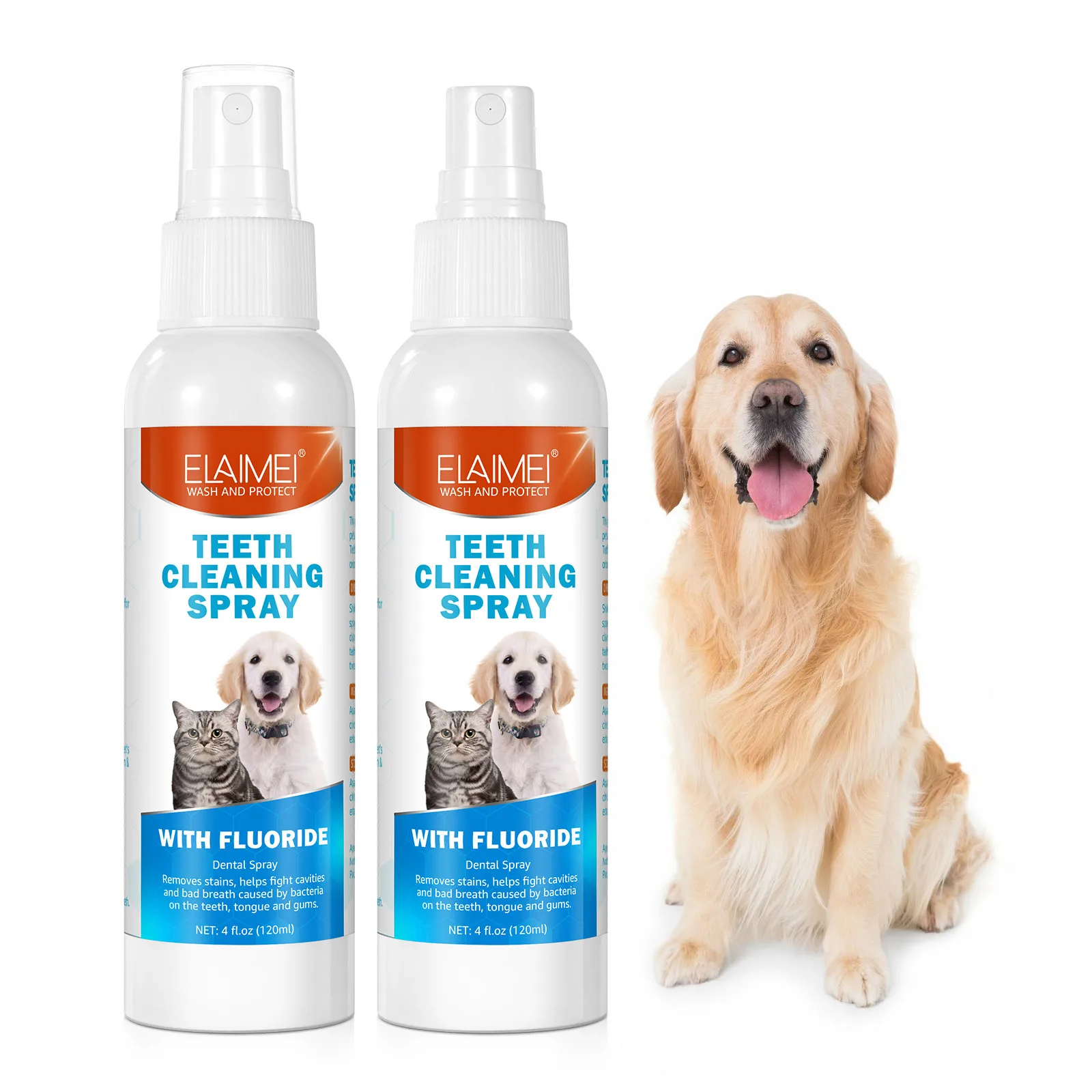 Dogs Dental Spray Complete Care Aqua Flavor Teeth Spray Brushless Cleaning Baking Soda Formula Pets Fresh Breath Tartar Control