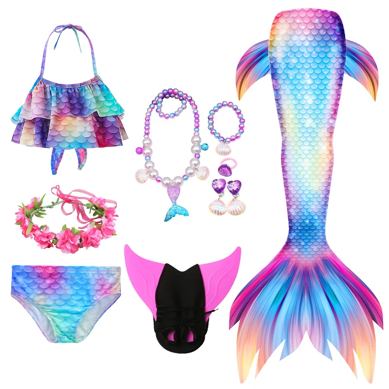 Paisdola Ragazze Coda di Sirena Principessa Bikini Set Cosplay Costume da Bagno Costume da Sirena 