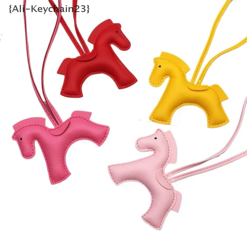Premium PU Leather Tiny Pony Embellishment Keychain - Material Texture