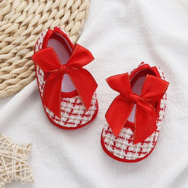 Cute Shoes For 0-1 Years old Baby Girls Soft Sole First Walkers Footwear Floral Bowknot Cozy Cotton Shoes 6