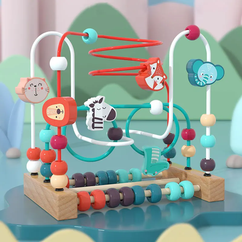 Montessori Baby Toys Wooden Roller Coaster Bead Maze Toddler Early Learning Educational Puzzle Math For Children 1 2 3 Years