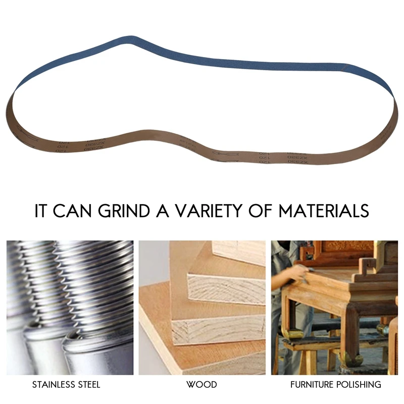 Premium Zirconia Alumina Sanding Belts - Set of 6, 2 x 72, 120 Grit for Metal Grinding & Polishing