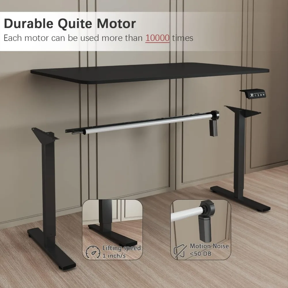 Electric Height Adjustable Standing Desk Large  Sit Stand Up Desk Home Office Computer Desk Memory Preset with 6