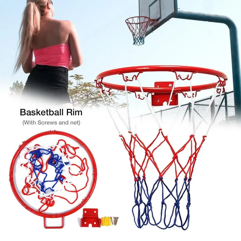 32Cm Aan De Muur Gemonteerde Basketbal Hoepel Netting Metalen Velg Hangende Mand-Bal Muurrand W/Schroeven Indoor Outdoor Sport