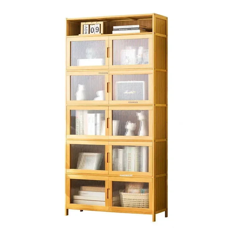 Modern Bamboo Living Room Cabinet Bedroom Changhong Glass Door Layered Shelf Home Living Room Furniture Stand Cabinet Z